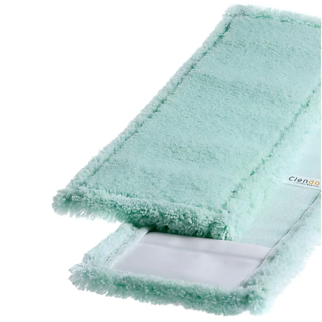Clendo microfasermopp pro mtm mit hellgrünem mikrofaserkopf und weißer haftfläche für gründliche reinigung
