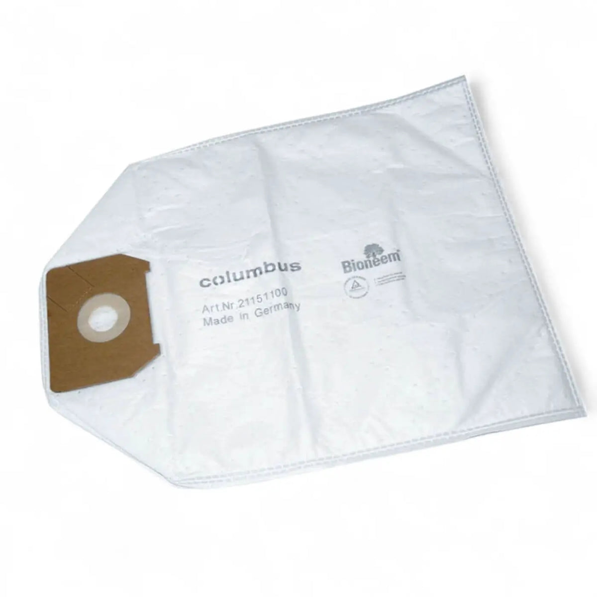 Weißes papier staubsaugerbeutel mit braunem kartonlasche und rundem öffnung columbus staubbeutel vlies st11 bioneem