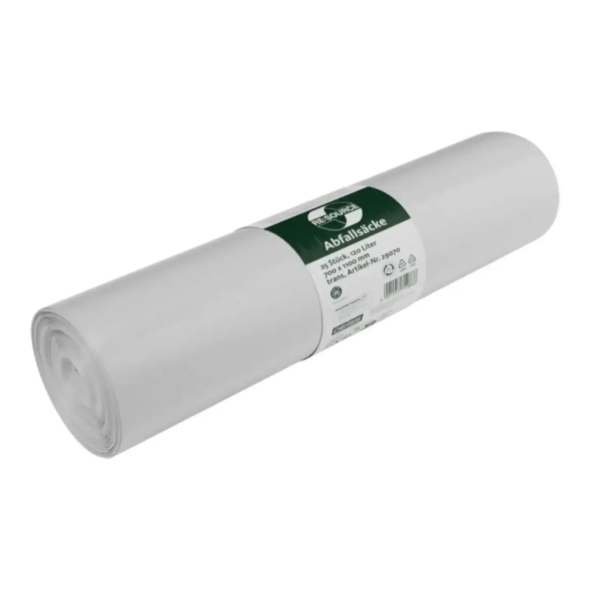 DEISS RE:SOURCE Müllsäcke 120 Liter Typ 60 Transparent 29070 – Produktabbildung; Lieferumfang: 10 Rollen