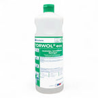 Weiß Kunststoffflasche mit grünem Deckel und Etikett des Torwol eco neutralen tensidfreien Reinigers 1l