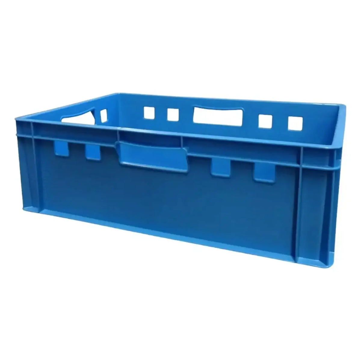 Blauer eurobox stapelbox 60x40x20 cm aus hdpe mit griffen und belüftungsschlitzen aus kunststoff