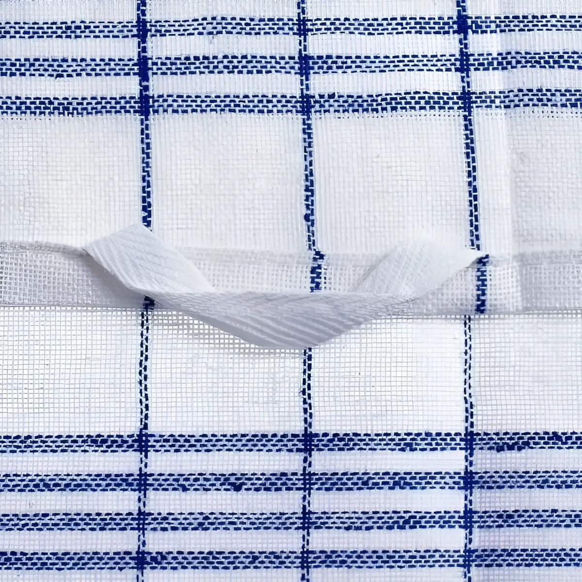 Weiß blau kariertes cotton halbleinen geschirrtuch von floorstar mit gefaltetem rand