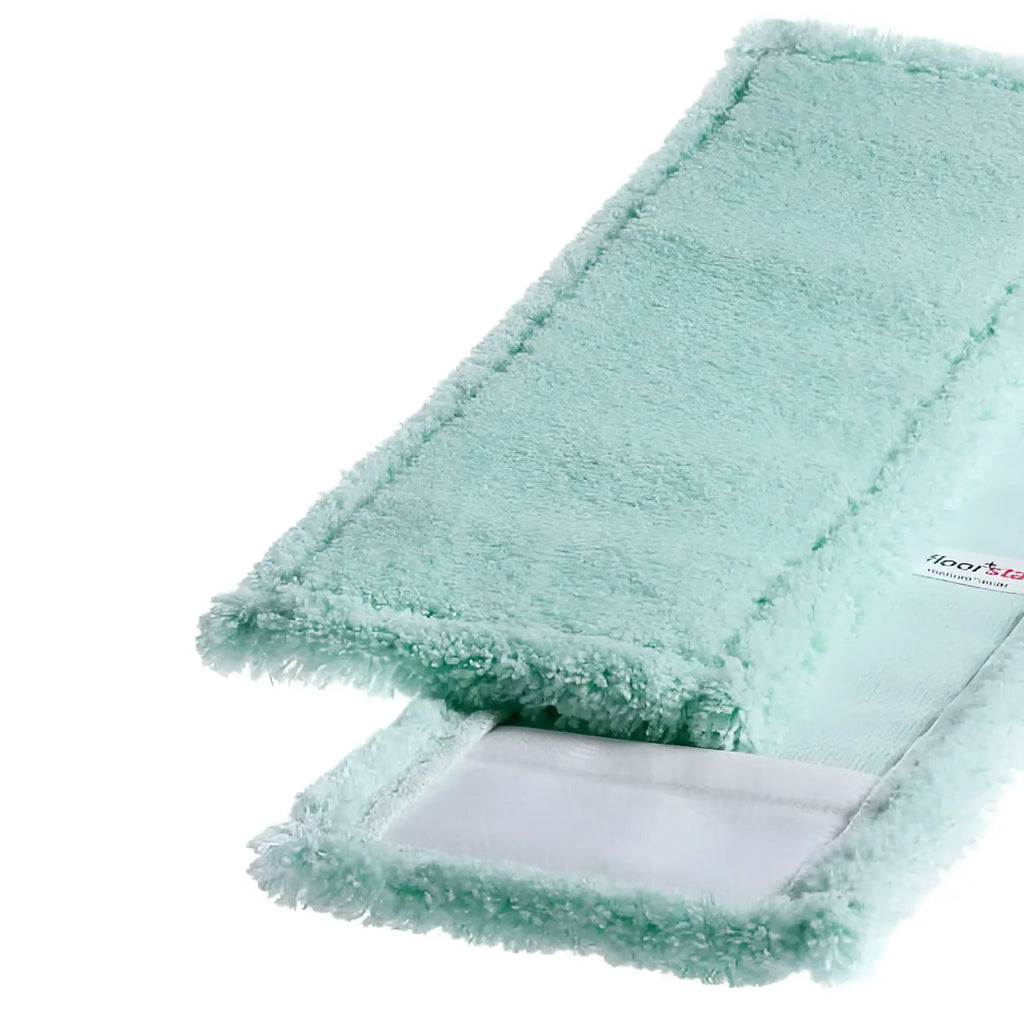 Lightgrüner microfiber mopkopf mit weißer klebefläche und genähten kanten für floorstar microfasermopp thenufil multi