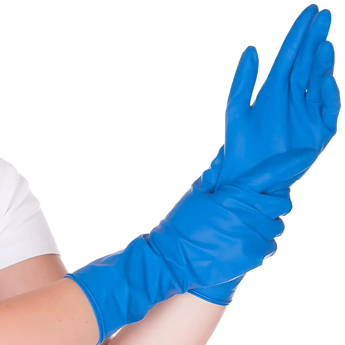 Hellblaue langärmlige hygienstar chemikalienschutzhandschuhe latex high risk 50 stück aus gummi
