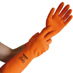 Hygostar chemikalienschutzhandschuhe triplex latex orange gummihandschuhe mit strukturierter oberfläche und verstärkten fingertips