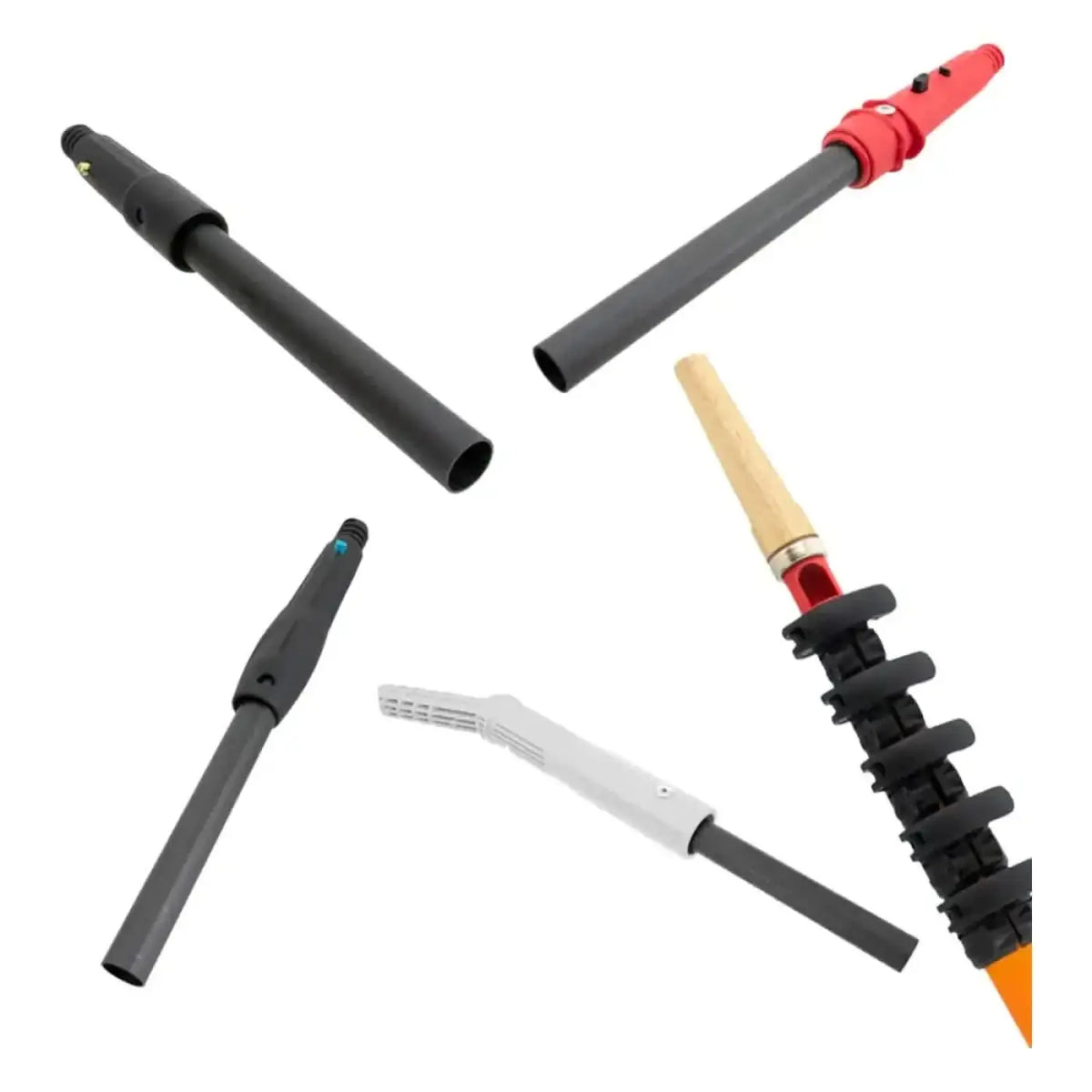 Maykker mini adapter feuerstarter aus kunststoff in schwarz, rot und weiß mit holzgriff und segmentiertem griffdesign