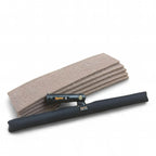Maykiker black handled squeegee with beige felt cleaning pads for maykker walnuss einwascher bezug