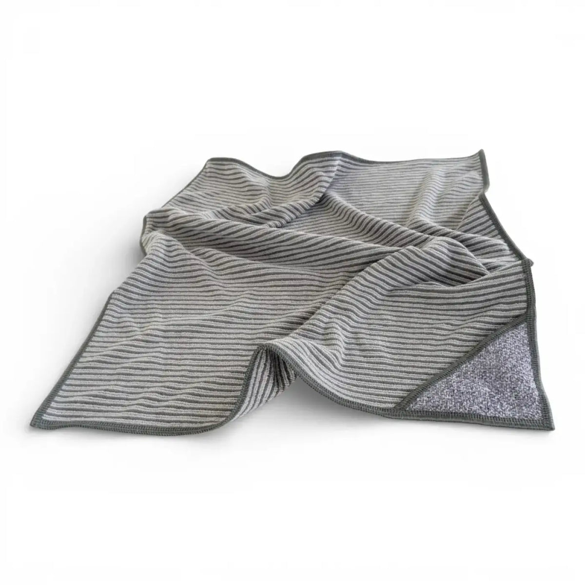 Moerman bambus fenstertuch 40x40cm grau gestreift mikrofasertuch mit strukturierter grauer ecke in 2er pack