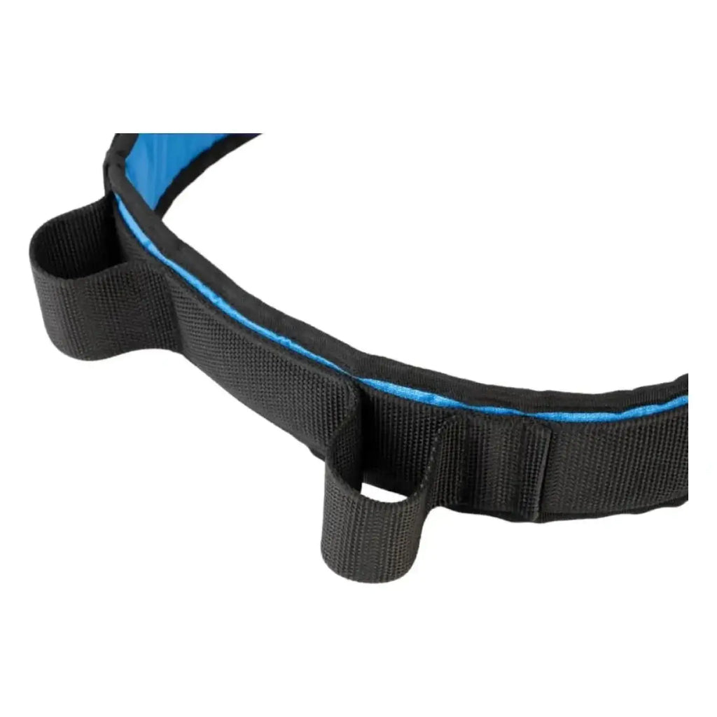 Schwarzer moerman comfort belt gürtel aus webband mit blauer innenseite und verstärkten schlaufen zur sicheren befestigung