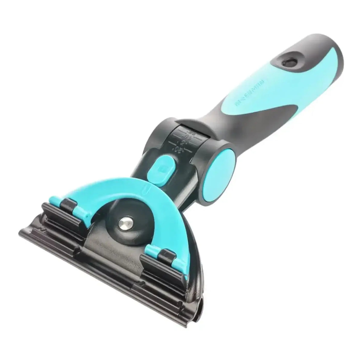 Teal und schwarze moerman excelerator fensterwischer griff 2.0 mit ergonomischem griff und verstellbarer klingenmechanik aus kunststoff