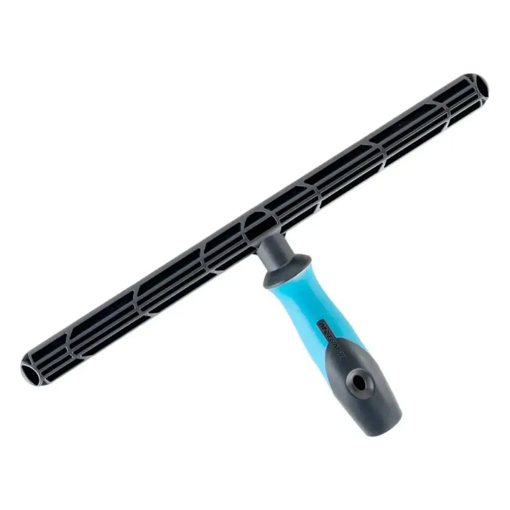 Moerman premium t-bar fenstereinwascher träger mit schwarzem kunststoffsqueegee und blau-grauem ergonomischem griff