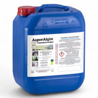 Blauer plastikkanister mit rotem deckel und weißem etiket asperalgin fassadenreiniger 20 liter original mts