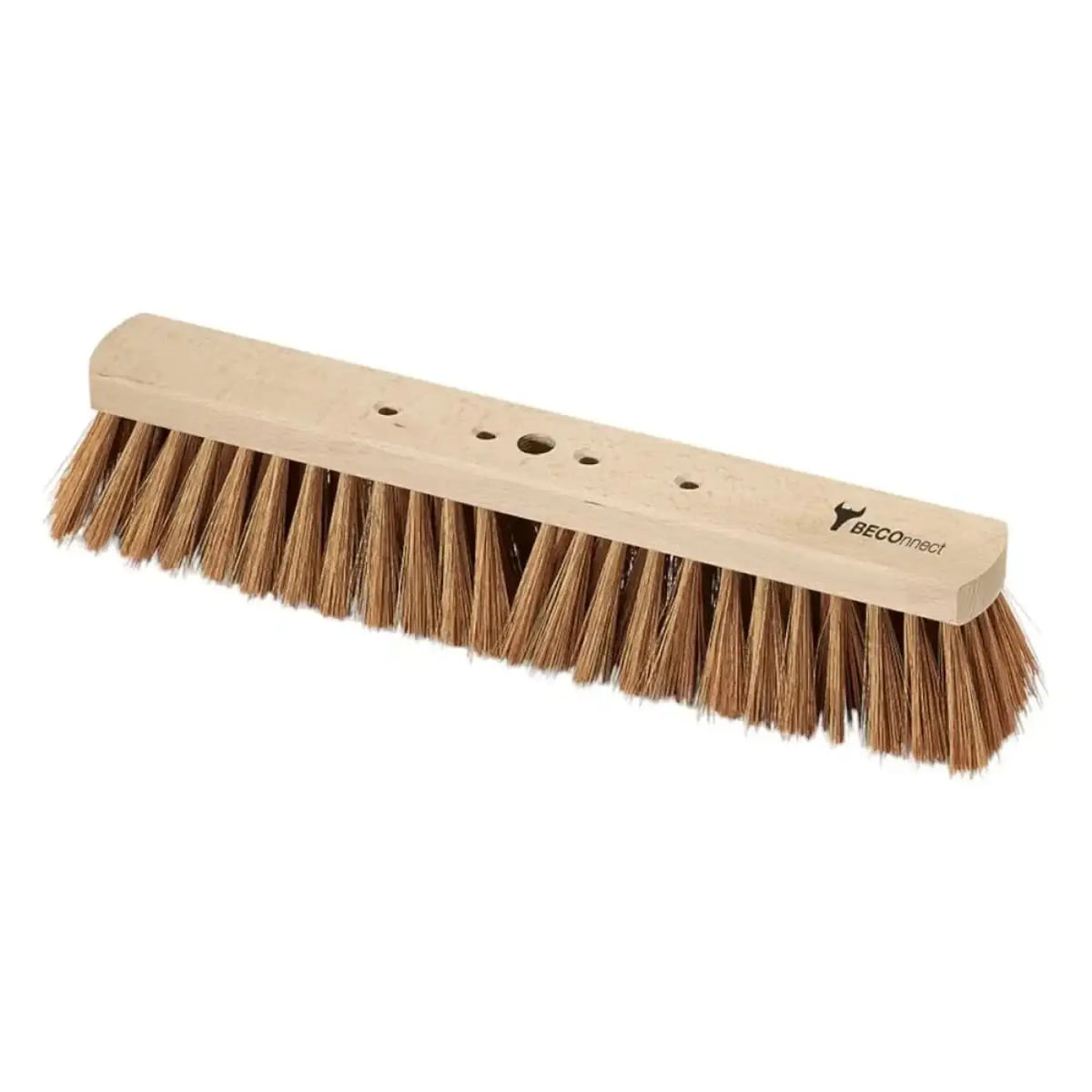Beige holzgriff besen mit natürlichen braunen kokosborsten nölle beconnect saalbesen poly-kokos