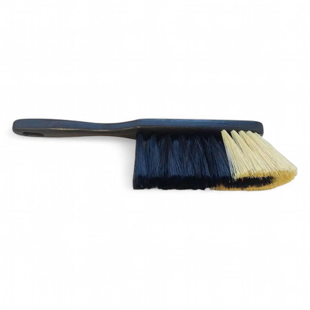 Nölle stubenhandfeger 30 cm mit dualfarbenem pinsel navy blau und naturbeige und dunkelblauem griff