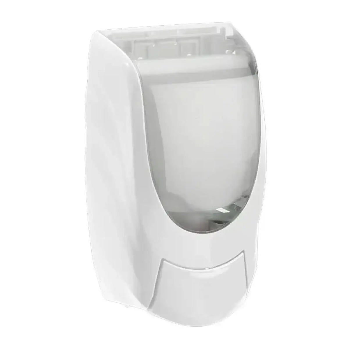 Weiß Kunststoffspender für Wandmontage mit durchsichtigem Frontpanel für 1l Neptune-Flasche von Physioderm