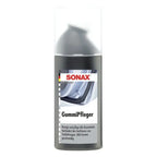 Sonax gummipfleger aerosoldose in dunkelgrau mit transparenter kappe zur reinigung und schutz von gummiteilen im auto