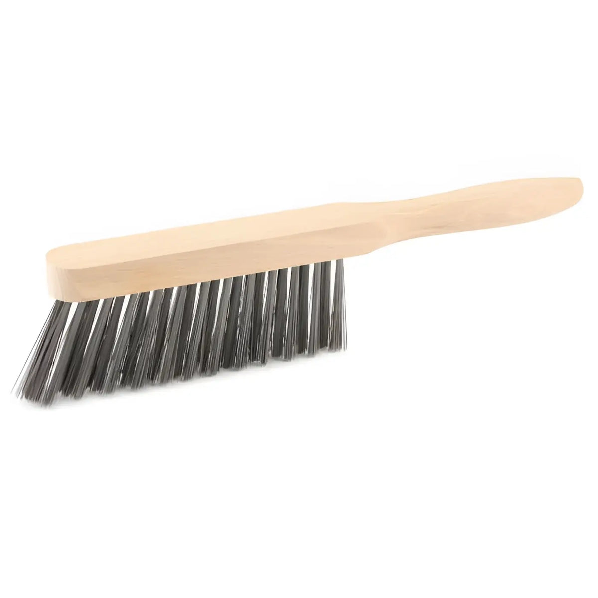 Ein stabiler sorex handfeger mit holzgriff und dichten dunkelgrauen stahldrahtborsten 30cm lang
