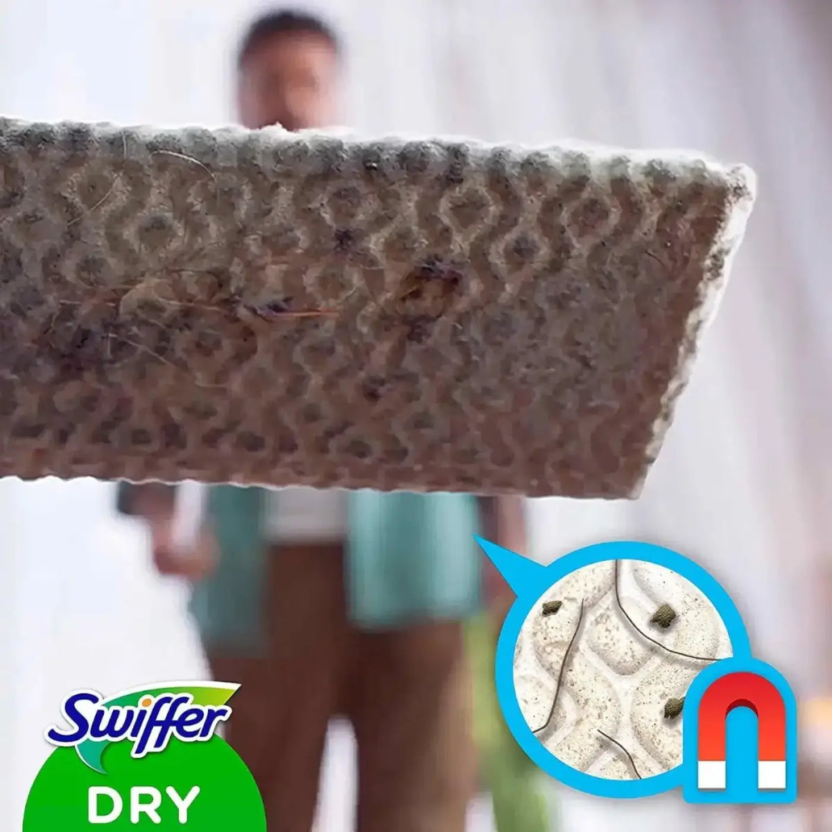 Swiffer Sweeper bodentücher trocken mit strukturierter honigwabenoberfläche und magnetischer haar- und schmutzaufnahme