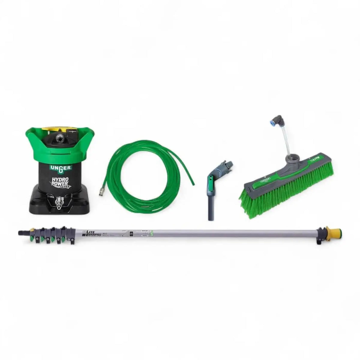 Unger hydropower ultra s + nlite connect alu diuk1 grünes und schwarzes hochdruckreinigerset mit langer aluminiumverlängerung und bürste