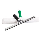 Unger pro starter set 2in1 akg10 glasreiniger set mit silberfarbenem squeegee, schwarzem griff, weißer mikrofaserrrolle und grünem plastikdeckel