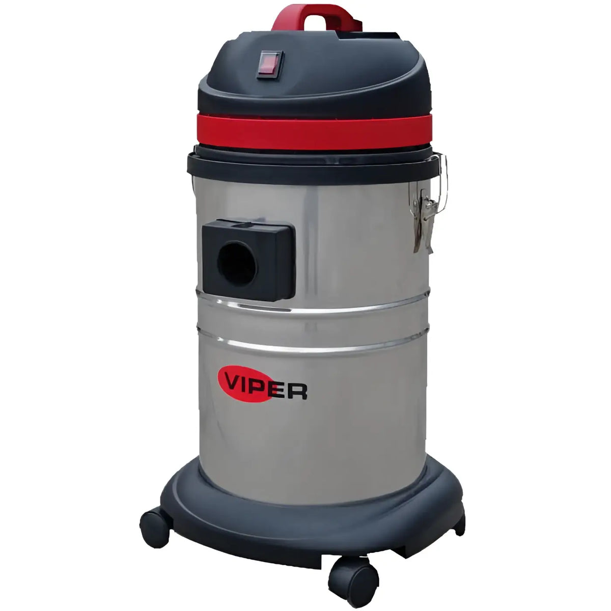 Silberner viper nasssauger trockensauger lsu135 p aus edelstahl mit schwarzen und roten akzenten und viper-logo