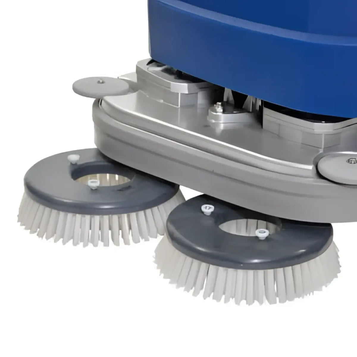 Blauer nasser industriebodenreiniger wetrok duomatic endurer 60 standard mit grauen borstenbürsten und metallteilen