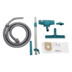 Teal und graues staubsaugerzubehör set mit flexiblem schlauch, teleskoprohr, bodendüse, fugendüse und staubbeutel für wetrok monovac comfort 6 staubsauger