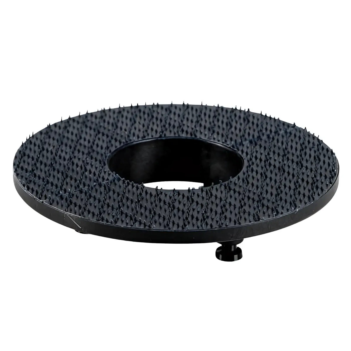 Schwarze runde saugfußbasis mit strukturierter stachelfäche und zentralem loch für wetrok pad-antriebsscheibe 30 cm duomatic intense 60 rückseite