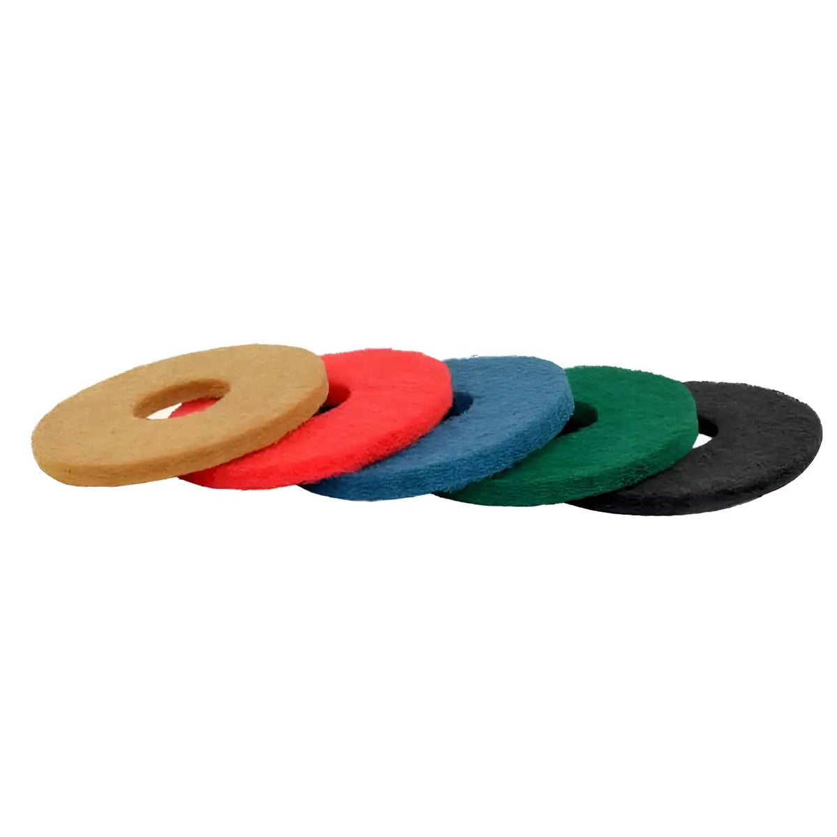Wetrok poly-pad scheuerpad 17 zoll 43 cm mit fünf runden filzplatten in beige rot blau grün und schwarz